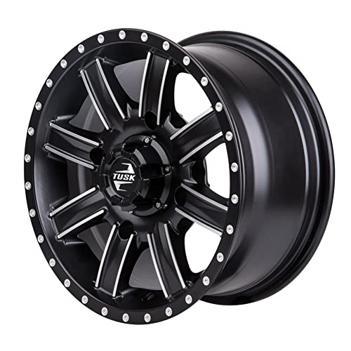 (2 Pack) 4/156 Tusk Cascade Wheel 12x7 4.0 + 3.0 Machined/Black For Yamaha RAPTOR 700 2006-2025