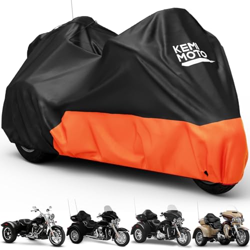 KEMIMOTO Heavy Duty 3 Wheel 420D Motorcycle Cover Fit for Trike Models - color: Orange, size: Trike