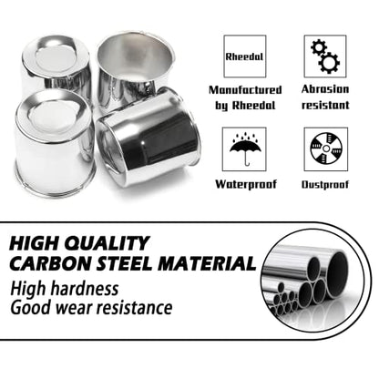 4Pcs 5.15" OD 4.92" H Push Through Trailer Wheel Center Cap for Rim - color: Chrome, size: 5.12" Hub 4.92" H