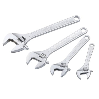 Adjustable Wrench Set, 4pc Wrenches Set with SAE and Metric Scales, Heat-Treated Carbon Steel with Chrome Plated, Wide Jaw Wrenches for Home, Plumbing, Garage (6, 8, 10, 12 Inch) - size: 6-inch, 8-inch, 10-inch, 12-inch