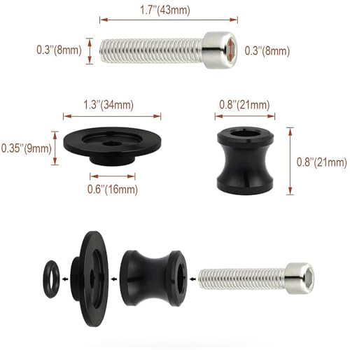 2pcs M8 Z900 Swingarm Spools,Swingarm Spools Sliders CNC Swing Arm Stand Screw Compatible With Z900 2000-2025(Black) - color: Swingarm Sliders-black