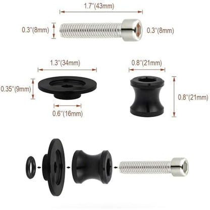 2pcs M8 Z900 Swingarm Spools,Swingarm Spools Sliders CNC Swing Arm Stand Screw Compatible With Z900 2000-2025(Black) - color: Swingarm Sliders-black