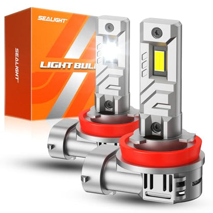 SEALIGHT H11 Light Bulbs, H8/H9 /H16 Bulbs, 50,000LM High Power 8×Brighteness for ATVs & Powersports, 99% Compatibility, 10 Years Lifespan, Plug and Play, Pack of 2 - size: H11/H9/H8