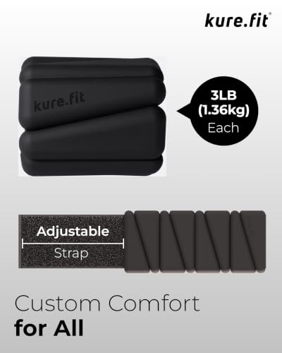 Pilates Wrist & Ankle Weights | Adjustable Weighted Bangles | 1/2/3LB Each - color: Black, size: 3 LB