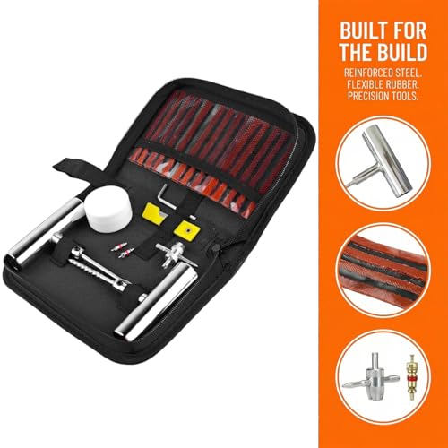 24PCS Car Tire Repair Kits, Heavy Duty Automotive Tire Plug Flats Patch Repair Tools Box Assortment to Fix Punctures, Vehicle Tubeless Patch Repairing Set, Universal Fit - size: 24PCS/Set