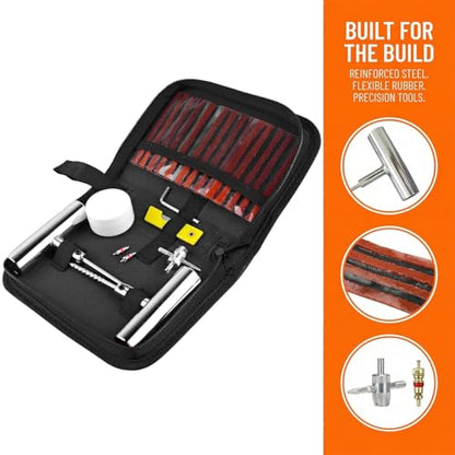 24PCS Car Tire Repair Kits, Heavy Duty Automotive Tire Plug Flats Patch Repair Tools Box Assortment to Fix Punctures, Vehicle Tubeless Patch Repairing Set, Universal Fit - size: 24PCS/Set