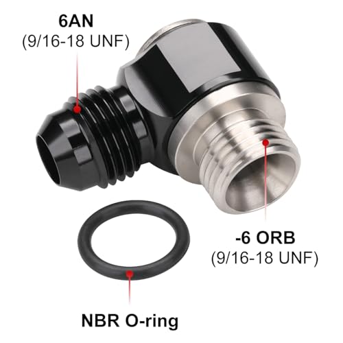 6AN Male Flare Banjo to 6AN -6 ORB Stainless Steel Banjo Bolt Assembly Fitting Adapter Black - size: 6AN to -6 ORB