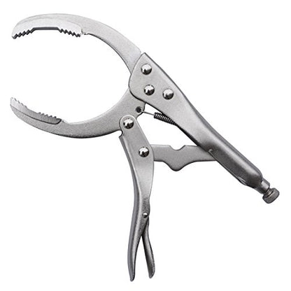 MacWork Locking Grip Oil Filter Wrench, 9.5in/240mm, Chrome Vanadium Steel Jaws