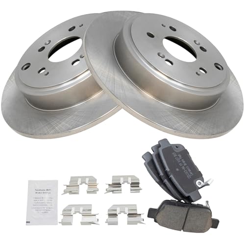 TRQ Rear Brake Pad and Rotor Set Ceramic Solid Rotors - style: BKA11028