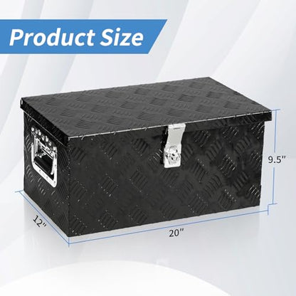 20 Inch Aluminum Truck Bed Tool Box with Side Handles, Lock - color: Black, size: 20"