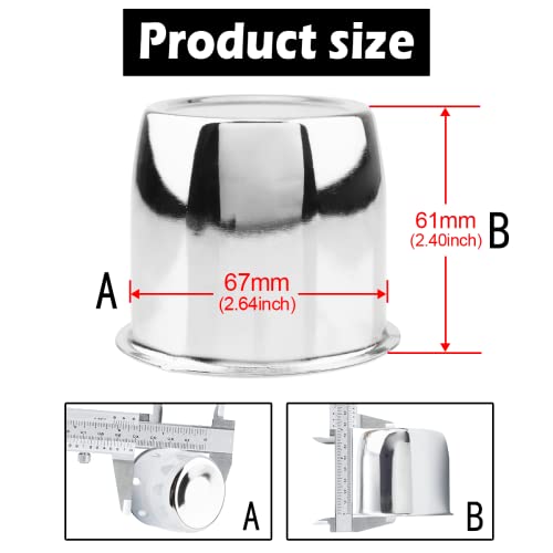 4Pcs 2.64" OD 2.4" H Push Through Trailer Wheel Center Cap for Rim - color: Chrome, size: 2.64" Hub 2.4" H