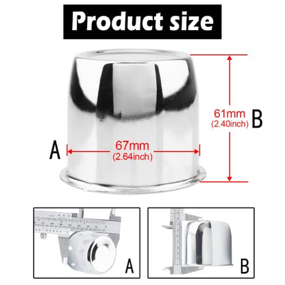4Pcs 2.64" OD 2.4" H Push Through Trailer Wheel Center Cap for Rim - color: Chrome, size: 2.64" Hub 2.4" H