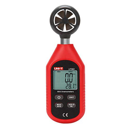 UNI-T UT363 Handheld Anemometer Wind Speed Meter Wind Chill Air Temperature Gauge -14°F to 122°F (-10°C to 50°C) with LCD Backlit Max/Avg Data Hold - size: UT363