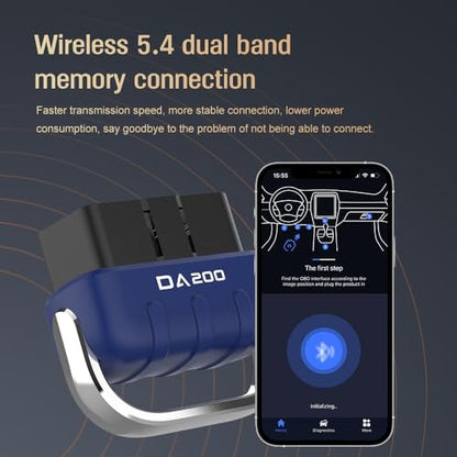 OBD2 Scanner Bluetooth AI Auto Diagnostic Tool Check Engine Car Code Reader for iOS & Android Exclusive APP Clear Error Code Data Reset Wireless Diagnostic Scanner for All OBD-II Vehicles