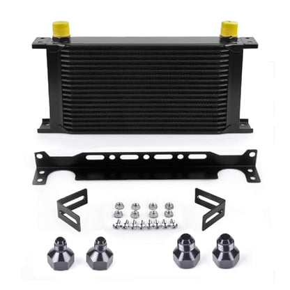 19 Row AN10-10AN Stacked Plate Oil Cooler With Mounting Bracket - color: Oil Cooler+Mounting Bracket, size: 19 Row-BK