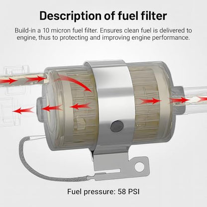 EVIL ENERGY LS Swap 58PSI Fuel Filter Regulator with 6AN 25FT PTFE EFI Fuel Hose Line Kit Black