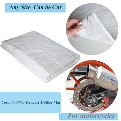 Motorcycle Ceramic Fiber Exhaust Muffler Mat, Universal Muffler Packing for 2-Stroke 4-Stroke Motorcycle ATV Dirt Bike for Exhaust Pipe Wrap Silencer