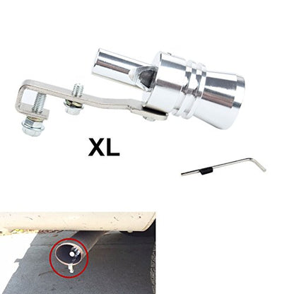 Dewhel Universal Aluminum Turbo Sound Exhaust Muffler Pipe Whistle Car Blow off valve BOV Tip Simulator Whistler Size XL Silver