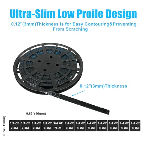 1/4 Oz. Stick on Wheel Weights, 715pcs/11 LBS/Roll, Black - color: Black