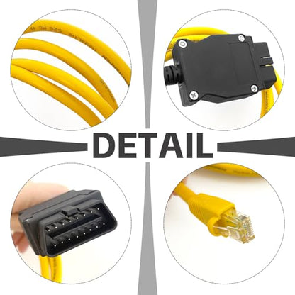 Connect Fit for OBD2 Cable Compatible with BM-WW F- Series Coding Ethernet ENET Rj45 OBD Interface Cable Coding E-SYS ISTA + ICOM Bootmod3 Bimmercode (6.6ft/2M) - size: OBD2 Rj45