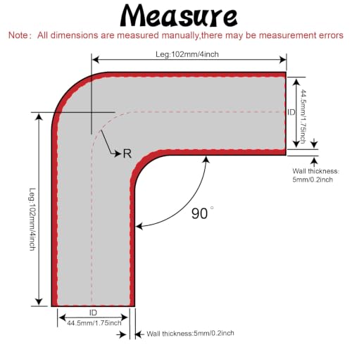 90 Degree Elbow ID 1 3/4 inch (45mm) Silicone Coupler Hose 4-Ply - size: ID 1.75"