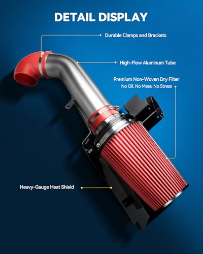 PHILTOP Cold Air Intake Kit for 2000-2006 Chevrolet Tahoe 4.8/5.3L - color: Red, size: 2004-2006 Chevrolet Silverado 1500