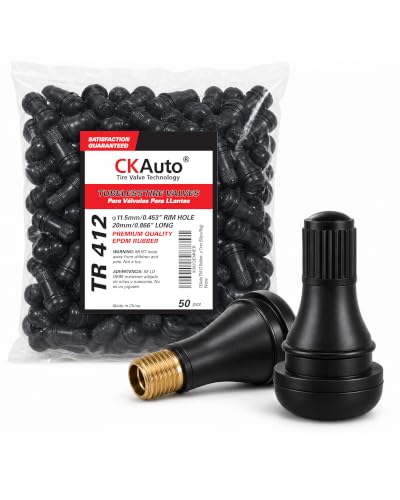CKAuto TR412 Tubeless Rubber Snap-in Tire Valve Stems, Black, 5 Pcs/Bag - size: TR412