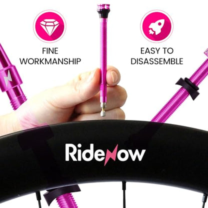 RideNow 85 mm Tubeless Presta Valve Stems, 7075 Aluminum, Purple, Pair - color: Purple, size: 85mm