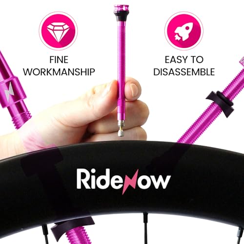 RideNow 85 mm Tubeless Presta Valve Stems, 7075 Aluminum, Purple, Pair - color: Purple, size: 85mm