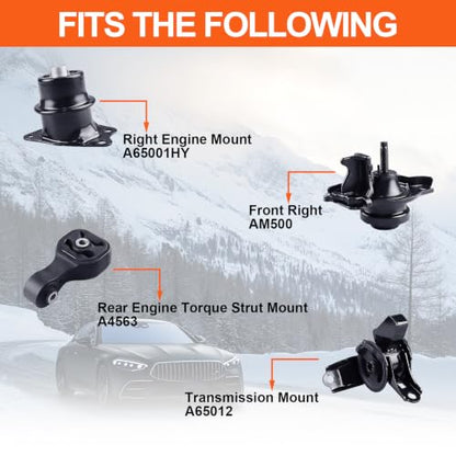 Engine Motor Mount Set & Trans Mount ,Replaces AM500 A65001HY A4563 A65012 - size: 09-14 Honda Fit 1.5L L4