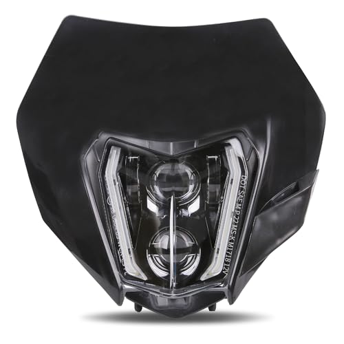 RAMJET4X4 LED Motorcycle Headlight Dirt Bike DRL Headlamp with Bezel Compatible With Motocross Pit Bike Enduro ATV Supermoto 150 250 350 450 500 SX XCW EXC SXF XC SMC R 690 - color: black