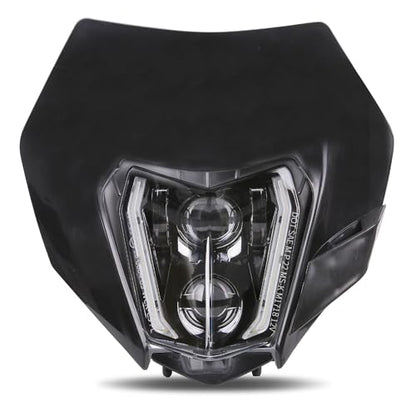 RAMJET4X4 LED Motorcycle Headlight Dirt Bike DRL Headlamp with Bezel Compatible With Motocross Pit Bike Enduro ATV Supermoto 150 250 350 450 500 SX XCW EXC SXF XC SMC R 690 - color: black