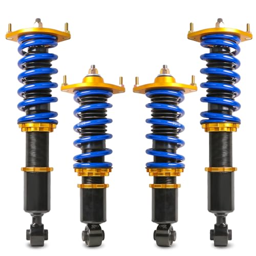 MOSTPLUS 4pcs Full Lowering Coilovers Struts Suspensions Shock Compatible with 1990-1997 1999-2005 Mazda Miata MX5 NA NB Struts Height Adjustable - size: 1990-2005 Mazda Base