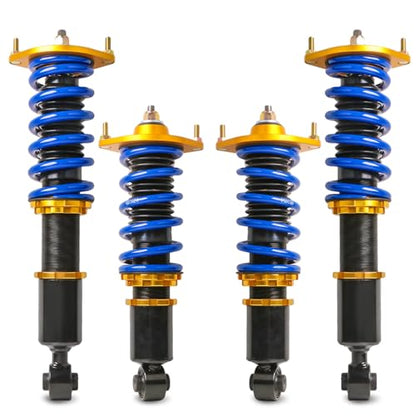 MOSTPLUS 4pcs Full Lowering Coilovers Struts Suspensions Shock Compatible with 1990-1997 1999-2005 Mazda Miata MX5 NA NB Struts Height Adjustable - size: 1990-2005 Mazda Base