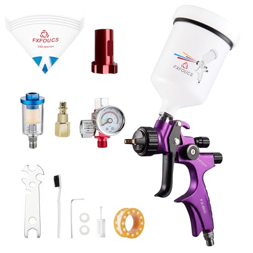HVLP Air Spray Gun Kit 1.3mm, Professional Automotive Paint Sprayer - color: Purple-blk, size: 1.3mm