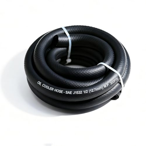 1/2 Transmission Oil Cooler Hose - J1532 Power Steering Hose 10FT, Ideal for Fuel, Hydraulic, and Power Steering 300PSI High Pressure - size: 1/2 10FT