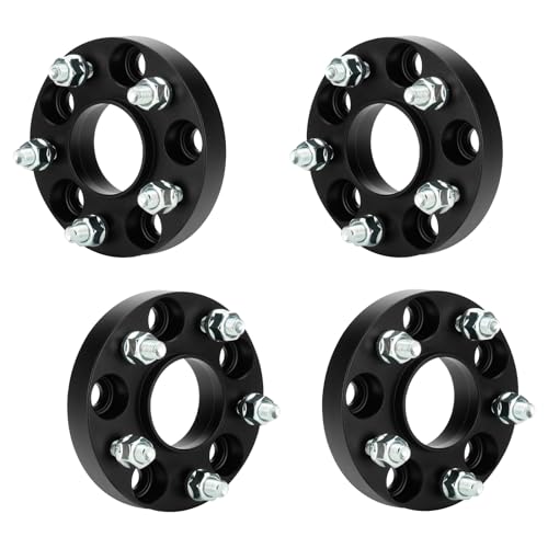 ILONPA 4pcs 5x4.5 1 inch (25.4mm) Hubcentric Wheel Spacers with 67.1mm Bore for Hyundai Elantra Veloster Sonata Santa Fe, Genesis Coupe, Mazda 5 MX-5, 5x114.3 M12x1.5 Thread 5 Lugs Wheel Adapters