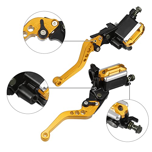 X AUTOHAUX Motorcycle Dual Hydraulic Handlebar Brake Master Clutch Lever - color: Gold Tone