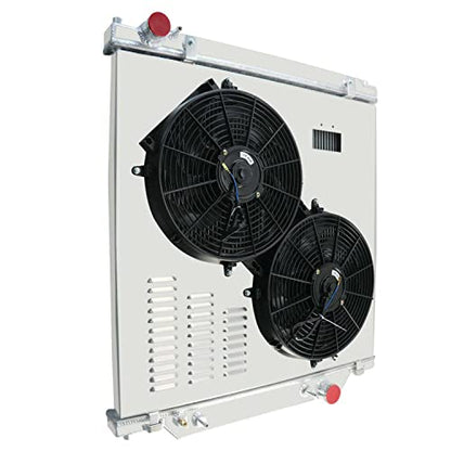 Radiator for 2003-2007 Ford Excursion F250 F350 F450 Super Duty 6.0L V8 Diesel, 4 Row Full Aluminium Radiator + 2 x 14 Inch Fans + Shroud + Thermostat Relay Kit - size: 4-Row Radiator Fan Relay Kit