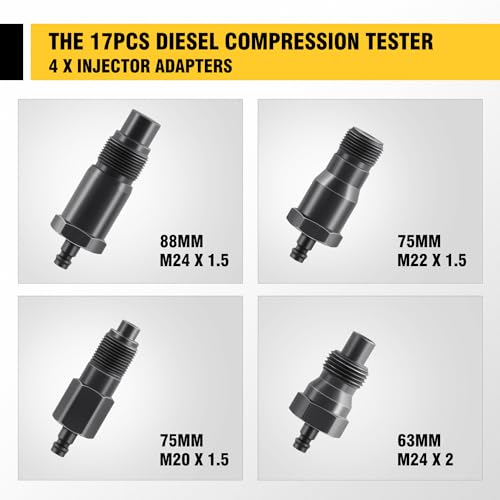 DNA Motoring TU-15B Diesel Engine Compression Gauge Tester with Gauge & Adapters, Cylinder Pressure Meter Teste Tool Kit for Trucks Cars, TOOLS-00336 - style: TU-15A Cylinder Pressure Teste