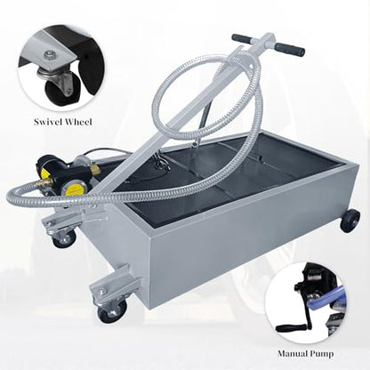 20 Gallon Low-Profile Oil Drain Pan with Electric Pump, Gray - color: Gray, size: 20 Gallon