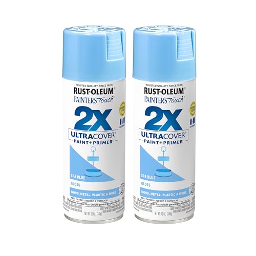 Rust-Oleum Painter's Touch 2X Ultra Cover Spray Paint, Gloss Spa Blue - color: Gloss Spa Blue, size: 12 Ounce (Pack of 2)