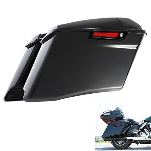 TCT-MOTORPARTS 4" Extended Hard Saddlebags Fits for Harley Touring CVO - color: Vivid Black w/ Black Latches
