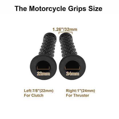 Universal Motorcycle Handles Grips - Non Slip Rubber Motorcycle Grips for Harley Honda Yamaha Suzuki Kawasaki Dirt Bike - color: Black