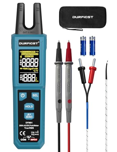 Clamp Meter, DURFICST Digital Auto Ranging Amp Meter TRMS 4000 Counts, Clamp Multimeter with AC/DC Current & Voltage, NCV, Resistance, Capacitance, Frequency, Continuity, Live Wire, Temperature Test