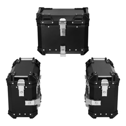 TCT-MOTORPARTS Aluminum Trunk Luggage Top Case & Pannier Side Case Fits for BMW R1300GS 2023-2025 - color: Black Saddlebags (36L)+Trunk (45L)