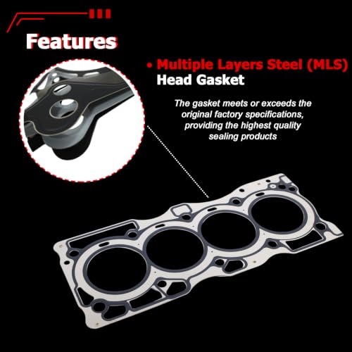 AUCERAMIC Cylinder Head Gasket Set Fit for 2007-2012 Nissan Altima Sentra, for 2014-2015 Nissan Rogue Select, for 2008-2013 Rogue; MLS Valve Cover Gasket 2.5L L4 Replace # HS54593 HS26519PT