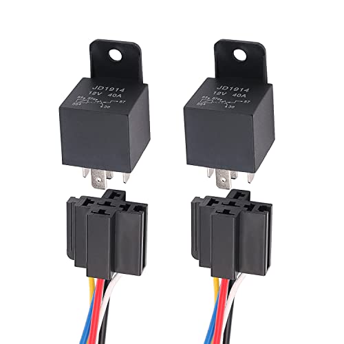 2-Pack 30/40Amp Automotive Relay with Socket Heavy Duty for Truck Car Van Motorcycle Boat Relay 5 Pin 12V DC - color: 2PCS, size: 5P 12VDC