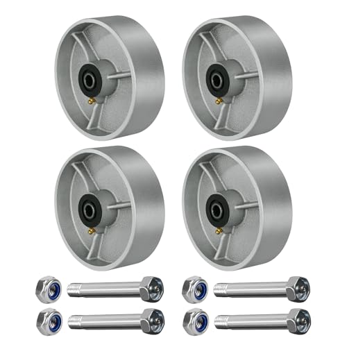 6" x 2" Industrial Casters, Steel Cast Iron Wheel - Heavy Duty Caster -Set of 4 Caster with 5000 lbs Capacity, Roller Bearing-1/2" Bore, Replacement Wheel for Platform Trucks(4 Pack) - style: 6"×2"