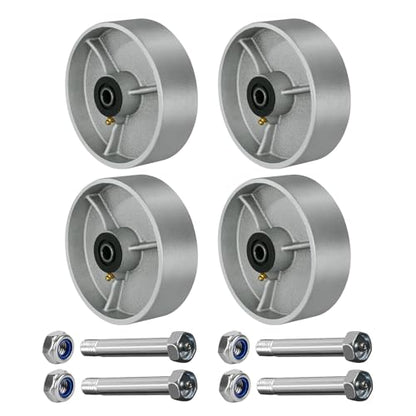 6" x 2" Industrial Casters, Steel Cast Iron Wheel - Heavy Duty Caster -Set of 4 Caster with 5000 lbs Capacity, Roller Bearing-1/2" Bore, Replacement Wheel for Platform Trucks(4 Pack) - style: 6"×2"